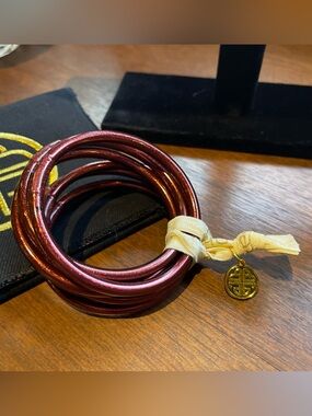 Metallic Burgundy Bangle Bracelet - Women Accessories✨